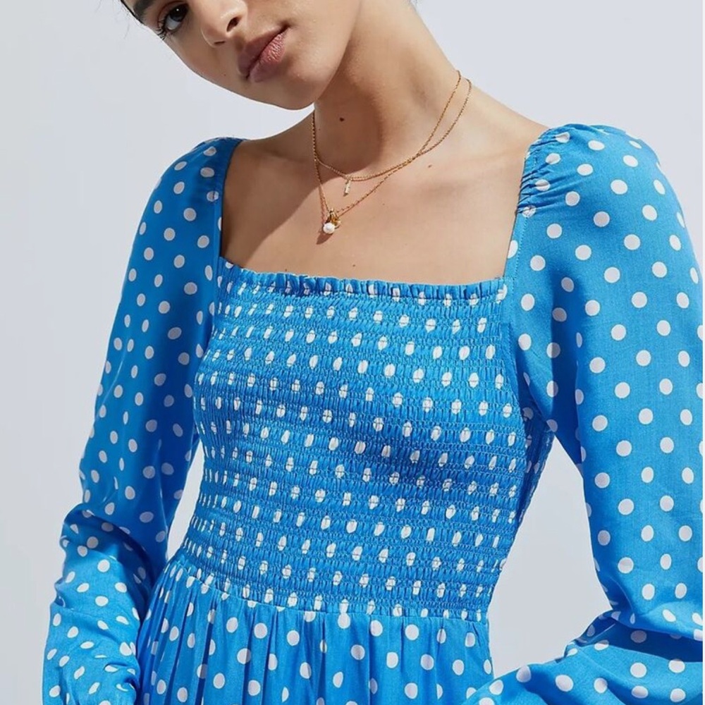 Blue and White Polka Dot Women's Dress